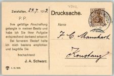 88529 W7942 Zwiefalten , Württ 1913 KEINE AK Fabrik J.A.Schwarz Geschäftskorrespondenz