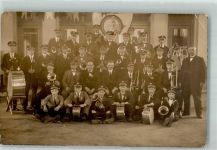 Herrenblasorchester Privatfoto AK Blasinstrument Gebrauchsspuren