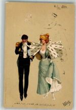 Frau m. Hermelincape Mann Uniform Edgar Schmidt, Dresden 1899