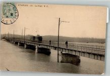 62630 Etaples 1905 Foto AK Le Pont Straßenbahn Briefmarke Bildseite