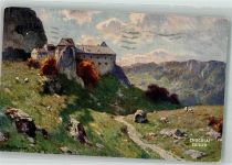 Werbung F.L. Cailler's Milch-Schokolade Burg im Gebirge Splitgerber, A. & F. 1918 Künstlerkarte