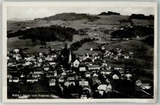 87538 W8975 Weiler i Allgäu Foto AK Fliegeraufnahme des Ortes mit Pfarrkirche St. Blasius
