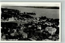 82327 W8132 Tutzing 1938 Foto AK Fliegeraufnahme des Ortes mit Pfarrkirche St. Joseph