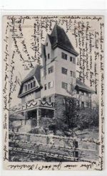 Hohenstein - Ernstthal mit Berggasthaus " Zur Bismarckhöh " gelaufen von 1911. An den Ecke n kleine Knicke, leicht bügig, kleiner Riß am linken Rand in der Mitte, sonst gut erhalten.