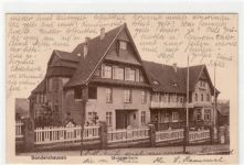 Sondershausen mit Technikerheim gelaufen von 1924 kleiner Knick mit Einriß am linken Rand in der Mitte, sonst gut erhalten.