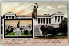 W8000 München Bavaria Ruhmeshalle mit Vignette Art Maximumkarte Maximumkarte Lithographie