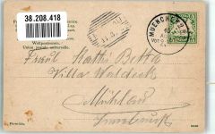 W8000 München Bavaria Ruhmeshalle mit Vignette Art Maximumkarte Maximumkarte Lithographie