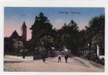Wien 19. Bezirk / Wien XIX. Bezirk. Alte Ak Wien Sievering farbige Straßenansicht, 1930 gelaufen, kleiner Knick oben rechts, Stempelspuren oben, sonst gut erhalten.
