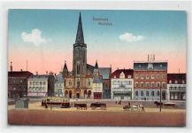 Saarlouis. Partie am Marktplatz. Karte beschrieben Handschriftliches Datum von 1918. Ecken mit Albumabdrücken, kleiner Knick unten links, sonst gut erhalten
