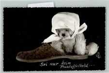 Sei kein Pantoffelheld Teddybär Schuster Foto AK