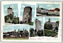 01833 O8350 Stolpen 1906 - Seigerturm Siebenspitzenturm Markt mit Rathaus Klosterturm Ruine