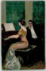 Glamour Frau spielt Klavier AK Underwood, C. F.