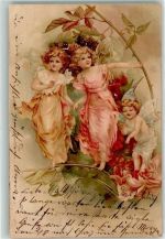 Tanz auf den Blüten Lithographie AK Elfe 1904 Gebrauchsspuren