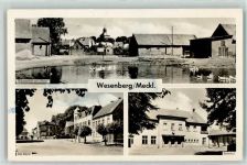 17255 O2084 Wesenberg , Meckl - Gänsepfuhl am Pump Gänse Markt Bahnhof