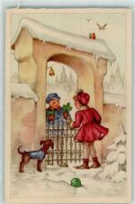 Kinderpoesie Tannenzweig verschenken, Hund AK Böttcher, H. Künstlerkarte