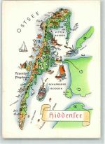 18565 O2359 Insel Hiddensee - Vogelschau Landkarte Osstsee -Hiddensee Zeichnung Hoppe