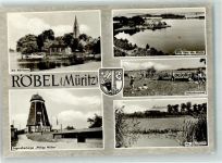 17207 O2070 Röbel - Windmühle Jugendherberge Philipp Müller am Mönchteich Seebadeanstalt am Müritzsee