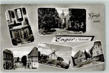 32130 W4904 Enger , Westf - Wittekind's Grab Hist. Windmühle Hauptstraße