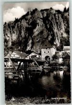 93343 W8421 Essing - Alte Holzbrücke vor Burg Randeck