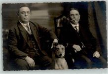 Zwei Herren Großer Hund Privatfoto AK