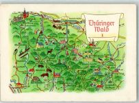 O6083 Brotterode sign.Hoppe A. Vogelschau Thüringer Wald I Landkarte Künstlerkarte