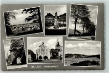 59929 W5790 Brilon - Marktplatz Marktbrunnen Blick zum Bilstein