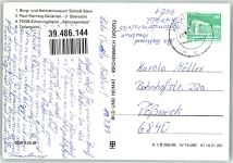 08118 O9509 Hartenstein b Zwickau - Schloss Stein Paul-Fleming-Denkmal FDGB-Erholungsheim Aktionseinheit 1987