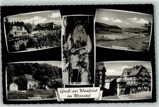 37281 W3442 Wanfried Foto AK Plessehaus Rathaus Schwimmbad Brombeermann