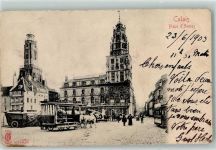 62100 Calais 1903 Gebrauchsspuren Place d`Armes Pferdestraßenbahn