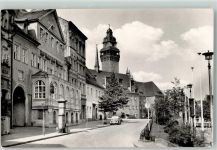 06712 O4900 Zeitz , Elster Foto AK Friedensplatz Auto Turm Tor HO Hotel