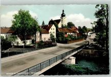 95683 W8591 Ebnath , Oberpf Foto AK mit Brücke über den Fichtelnaab und Kirche St. Ägidius