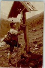6165 Telfes im Stubai Privatfoto AK Flurkreuz Tracht Ort lt. Stempel