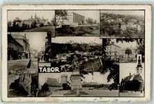 Tábor Tabor Gebrauchsspuren Denkmal Schloss Kirche Foto-AK