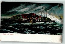 25946 W2278 Norddorf , Amrum Künstlerkarte Hallig bei Sturm Ort handschriftlich