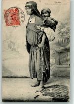Mutter mit Kind Volkstypen / Brauchtum Tunesien 1912