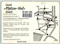 67354 W6725 Römerberg , Pfalz KEINE AK Gasthaus Pension Pfälzer Hof Schwegenheimer Straße 11 Werbekarte