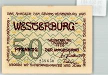 56457 W5438 Westerburg , Westerw Notgeldschein 50 Pfennig Notgeld 1920 Schloss Wappen Turm Adler