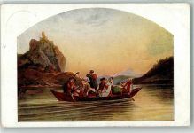 Usti nad Labem Aussig 1930 Künstlerkarte Adrian-Ludwig -Richter Postkarte Überfahrt über die Elbe Schreckenstein