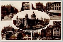 Belfast Foto AK Rathaus Straßenbahn Royal Avenue Donegall Square