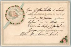Baby Rosenkranz Taufe 1910 Prägedruck