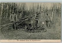 Ein Einsames Gran im Argonnenwald Uniform Stempel K. u. k. Feldpoststation Nr, 96 8.2.15 gefallener Soldat 1915