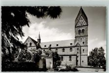 66851 W6790 Ramstein-Miesenbach Foto AK Kath. Kirche St. Nikolaus und Kriegerdenkmal