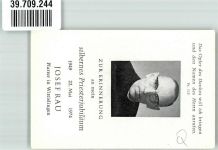89426 W8886 Wittislingen 1974 Heiligenbild sign. Grünewald Kreuzigungsszene Erinnerung an silbernes Priesterjubiläum von Josef Rau