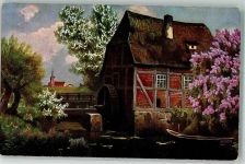 W4134 Rheinberg Mühlen-Idyllen Werbe AK Underberg Serie I.6. Mühle Künstlerkarte