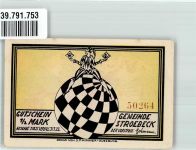 O3601 Ströbeck Notgeld Gutschein 1921 Schach Notgeldschein