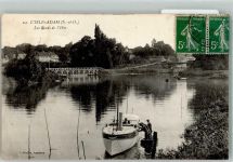 95290 L'Isle-Adam 1917 - Les Bords de l´Oise Motorboot Briefmarke Bildseite