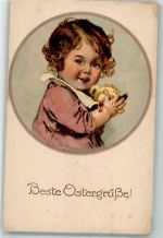 Delila 2271 Ostern Kleines Kind mit einem Küken in den Händen Wenau