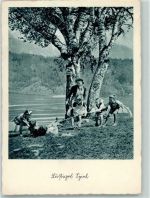 Lustiges Spiel Kinder beim Seilchenziehen unter Birken Verlag Hoffmann, Heinrich Nr. 2062 WK II Foto AK