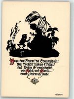 Elfe sign. Plischke Georg Poesie Scherenschnitt Frosch Künstlerkarte