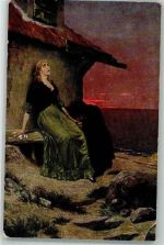sign. Ebersberger M. Frau Am Meer Nr.248 Münchner Kunst Künstlerkarte
